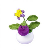 Vente en gros de jolies plantes en pot en coton crocheté à la main, représentant des animaux de dessin animé, pour la fête des mères, la fête des pères, Halloween, Pâques, table/voiture
