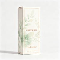 Boîte de soin de la peau personnalisée avec logo, motif botanique vert aquarelle ivoire, cadre or rose, carton pliable sur mesure, emballage en gros