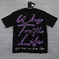 T-shirts pour hommes GLAZA GOD de haute qualité, imprimés de lettres violettes, à manches courtes, prix bas, vente en gros, vêtements de marque de luxe personnalisés