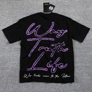 T-shirt da Uomo GLAZA <span class=keywords><strong>GOD</strong></span> di Alta Qualità con Stampa di Lettere Viola, Manica Corta, Prezzo Basso, Vendita all'Ingrosso, Abbigliamento di Marca di Lusso Personalizzato - Product Image 3