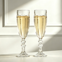 Luxe 160ml verticale geribbelde champagneflutes, vintage gegraveerd kristallen wijnglas met facetgeslepen steel, voor bruiloften