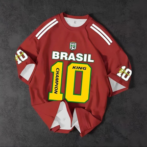 Camiseta de Fútbol Brasil 10 King Champion para Hombre, Talla Grande, Manga Corta, Transpirable, Poliéster, Impresión por Sublimación - Product Image 1