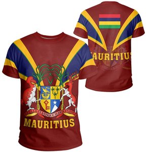 Camiseta de Playa de la Isla de Mauricio, Camiseta Roja de Verano para Hombre, Impresión Bajo Demanda, Camiseta Personalizada al por Mayor para Hombre, Camiseta de Cuello Redondo Sublimada - Product Image 2