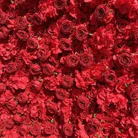 Mur de fleurs artificielles en soie, roses rouges et hortensias, 8x8 pieds, toile de fond en tissu personnalisable et enroulable pour la décoration de mariages, de fêtes et d'événements