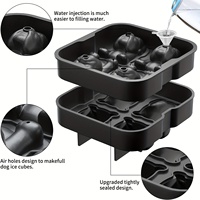 3D Bulldog BPA-Free Silicone Ice Cube Plate, 4 cavités Grand moule de glace de chien pour whisky, Machine à glace à libération f