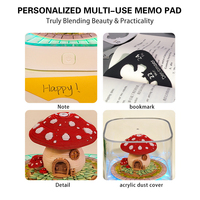 Modèle de maison champignon en papier 3D avec calendrier, lumière LED et couvercle anti-poussière transparent, ornement de bureau, cadeaux de Noël créatifs