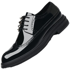 Zapatos Oxford de Hombre de Charol con Punta Puntiaguda, Cordones, Suela de Goma, Suela Blanda, Zapatos de Vestir para Boda, Estilo Otoñal - Product Image 5
