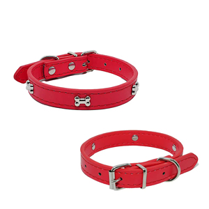 Customizable Metal Pin Buckle PU Leather <b>Dog</b> Cat <b>Collar</b> <b>Waterproof</b> Adjustable Modern Solid Design Soft Durable Rivet Decoration - Product Image 5