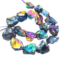 BE19036 brut arc-en-ciel titane clair Quartz cristal forme libre pépite perles en vrac brin pour la fabrication de bijoux à bricoler soi-même en gros en vrac