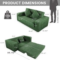 Sofá cama plegable de espuma viscoelástica, sofá de espuma viscoelástica de 2 plazas, sin instalación, suelo fácil de transportar para sala de estar y dormitorio