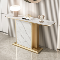 Table d'entrée aérienne de luxe légère italienne haut de gamme Armoire d'entrée de hall semi-circulaire à plaques de roche simple et moderne