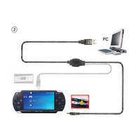 Kabel Data USB 2 in 1 untuk Konsol PSP 2000 Kabel Charger untuk Konsol PSP 3000