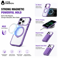 Coque magnétique transparente ATB pour iPhone 18 Pro Max avec béquille en métal, anti-jaunissement, hybride PC TPU, antichoc
