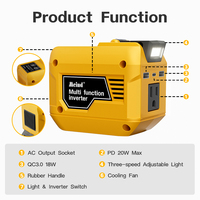 Convertisseur d'énergie à batterie lithium 20V vers AC 110V/220V, transformateur intelligent multifonctionnel pour usage domestique et extérieur, outil électrique