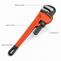 Clé à tuyau robuste pour plombier, en acier au carbone, réglable, qualité industrielle, personnalisable OEM