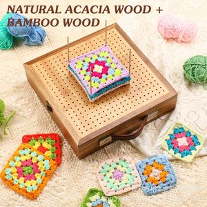 <b>Wooden</b> Crochet <b>Pegboard</b> With Handle Storage Box Craft Tool Kit For Handmade Projects - Product Image 2