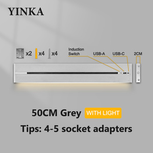 Multiprise modulaire compatible multi-<span class=keywords><strong>pays</strong></span> avec bande lumineuse à induction infrarouge intégrée, ports de charge USB-A et USB-C, puissance 8000W - Product Image 4