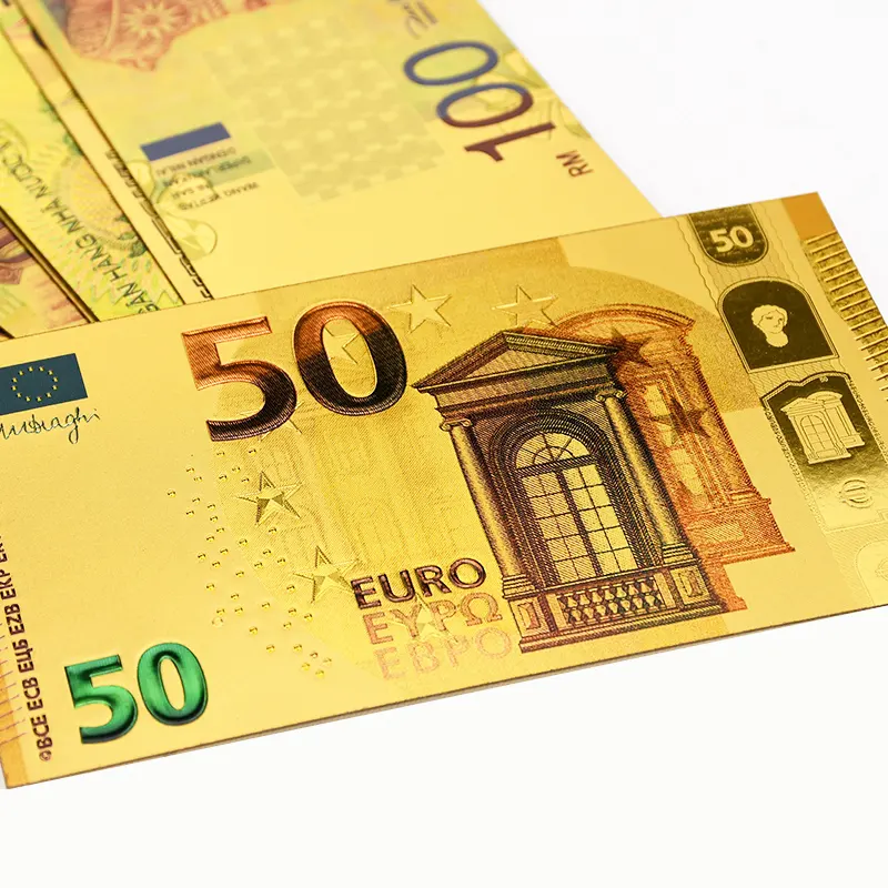 पैसों 24k सोना मढ़वाया यूरो स्मारक नोट्स यूरो विधेयकों सजावट प्राचीन सोना मढ़वाया स्मारिका 5 10 20 50 100 200 यूरो