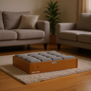 Lit pour chien en bois de pin massif brun miel durable, 20,3 x 17,3 x 3,5 pouces, lit pour animaux de compagnie amovible et lavable, intérieur, toutes saisons - Product Image 2