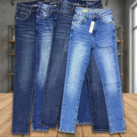 Jeans en denim droits taille mi-haute pour femme, personnalisés OEM, respirants, écologiques, décontractés, couleur foncée, lot de stock d'usine, vente en gros