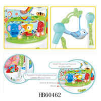 Centre d'activités interactif à prix avantageux, 360 degrés, entièrement rotatif, sautillant pour bébé avec des jouets musicaux, forêt tropicale