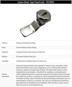 Screw Driver Type Panel Lock Secure And Easy To Use <strong>Locking</strong> <strong>Mechanism</strong> Designed For Electrical Cabinets Industrial Panels - Product Image 4
