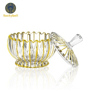 Tarro de cristal decorativo de mesa de diseño escandinavo de lujo con azucarero Sterak de línea dorada para boda - Product Image 1