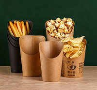 Gobelets en papier kraft pour frites, porte-frites, gobelets jetables pour gaufrettes, gobelets en papier pour snacks, vaisselle avec logo personnalisé