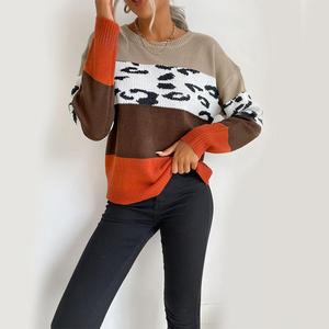 Nuovo <span class=keywords><strong>Maglione</strong></span> Invernale da Donna con Stampa Leopardata e Inserti Lavorati a Maglia, Taglie Grandi - Product Image 4