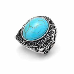 Anello Vintage con Fiori Intagliati, Anello Statement in Stile Retrò per Donne, Accessorio da Dito in Stile Verde - Product Image 1