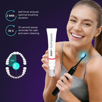 Brosse à dents électrique blanchissante avec technologie de lumière bleue LED 8 LED, 5 modes, moteur sonique, IPX7, charge sans fil, autonomie de 50 jours