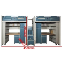 Lit superposé moderne en métal pliable et réglable avec bureau et rangement pour étudiants, appartements, hôtels