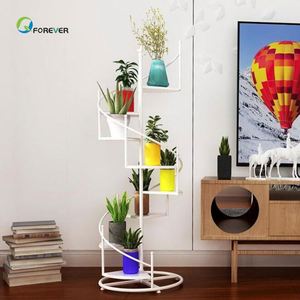 AILICHEN <span class=keywords><strong>Escalera</strong></span> de Caracol multicapa de hierro forjado Tipo de piso Soporte de flores con macetas y jardineras - Product Image 2