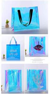 2022 sac fourre-tout à provisions en PVC imperméable irisé holographique laser à logo personnalisé à la mode - Product Image 4