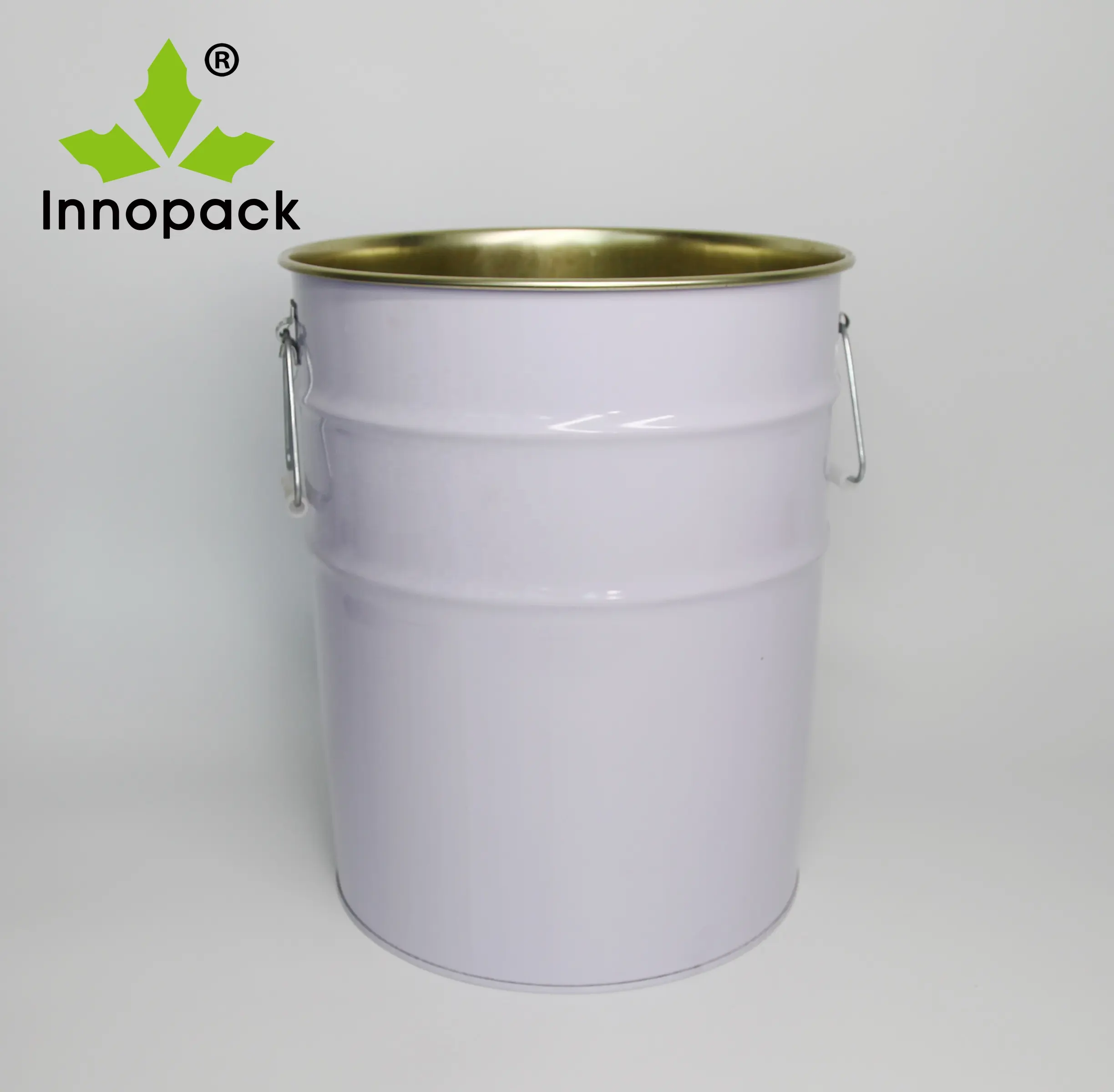 White coating 20L steel/metal/tin bucket/pail with two handles and lid for oil paint