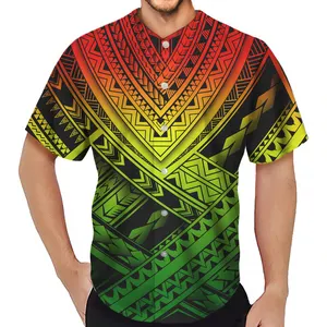 Zomer Stijl Mens Polynesische Vintage Stijl T Shirts Mode Sport Honkbal Jersey Korte Mouwen Shirt Mannen Kleding Nieuwe Groothandel