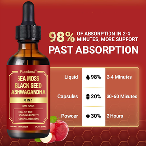 OEMプライベートラベル ヴィーガンオーガニック 8 in 1 アイルランド産シーモス、ブラックシード、アシュワガンダハーブエキス配合 液体ドロップサプリメント - Product Image 5