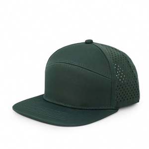 Wholesale Flat Brim <b>Snapback</b> <b>Cap</b> 7 Panel Custom Logo Laser Cutting Hole Trucket Hats - Product Image 5