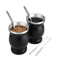 Yerba Mate Cup Tasse à vide en acier inoxydable Ensemble de tasses à thé argentines isolées à double paroi