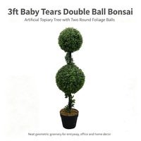 Arbre topiaire artificiel à double boule de 91 cm en buis, plante en pot enroulée, écologique, pour la maison, le bureau, l'intérieur, les mariages, Halloween