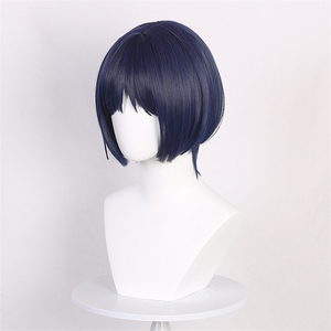 Genshin Impact peluca <span class=keywords><strong>Scaramouche</strong></span> azul de seda de alta temperatura pelo corto y liso Cosplay Anime peluca - Product Image 1
