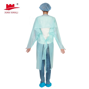 AAMI niveau 3 tablier médical jetable, blouse chirurgicale <span class=keywords><strong>CPE</strong></span> étanche avec manches longues en plastique - Product Image 4