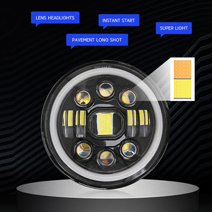 7 pouces 110w phare voiture LED lampe de course yeux d'ange coloré Halo DRL 12V 24V pour Jeep Wrangler JK <span class=keywords><strong>Lada</strong></span> 4x4 <span class=keywords><strong>Niva</strong></span> hors route - Product Image 1