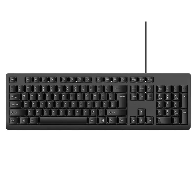 New USB Wired Virtual Keyboard 104 Keys Plastic Programmable Wrist Support Workplace Office Desktop Business