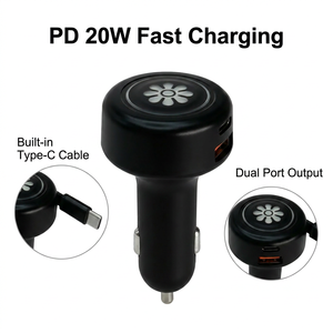 over head byd dc to dc pd 65w car charger portable lisen <b>usb</b> <b>c</b> car charger <b>adapter</b> home fast retractable type <b>c</b> 65w car charger - Product Image 3