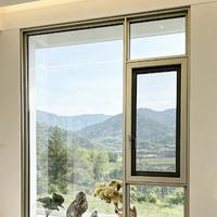 Ventana Abatible de Apertura Interior, Impermeable, de Vidrio Templado, Insonorizada, de Aluminio, para Casas, del Sudeste Asiático