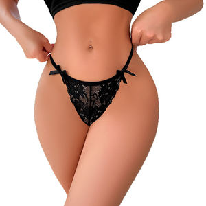 売れ筋セクシーレースメッシュTバックパンツ、透け感のある女性用下着、花柄刺繍入りローライズ、中空デザイン、リボン付き<span class=keywords><strong>G</strong></span>ストリング - Product Image 5