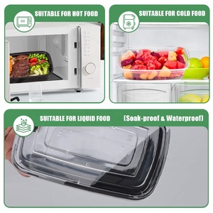 Fiambrera de almacenamiento reutilizable <span class=keywords><strong>Rectangular</strong></span> desechable sin BPA, contenedores de preparación de comida cuadrados desechables para alimentos microwable de plástico - Product Image 4