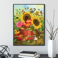Peinture de diamant motif tournesol, broderie 5D avec animal, décoration de maison, à faire soi-même