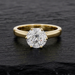 Bague de fiançailles en or massif avec diamant de laboratoire rond, certifiée IGI, solitaire classique à 6 griffes, pour mariage et cadeau d'anniversaire - Product Image 1